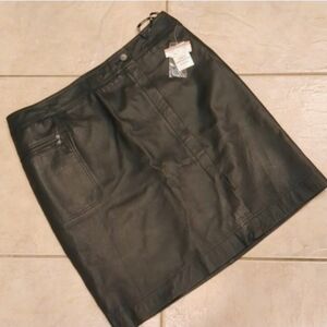 NWT Anne Klein Black Leather Skirt Size 12